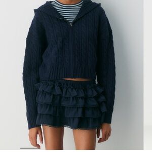 Aritzia Octavia Navy Cable Knit Hoodie XS